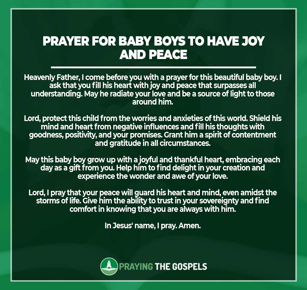 Prayer for Baby Boys to Have Joy and Peace