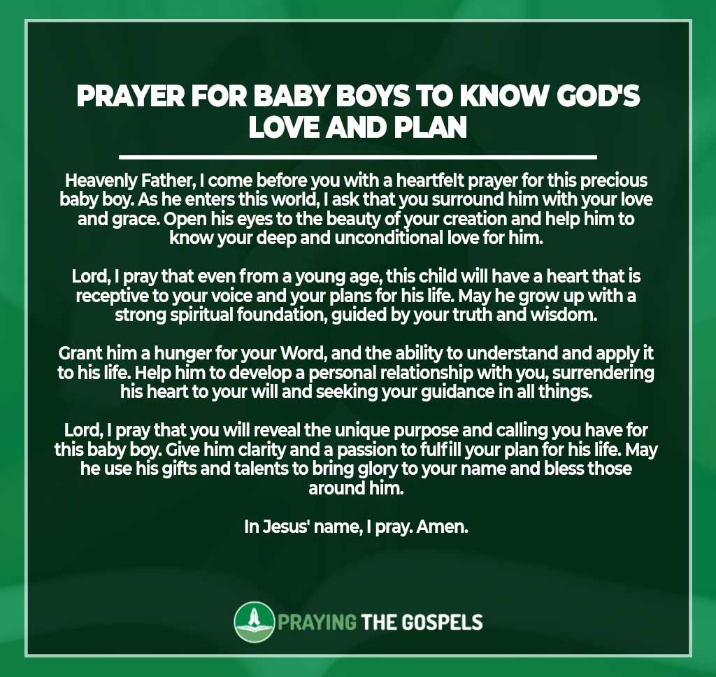 Prayer for Baby Boys to Know God's Love and Plan