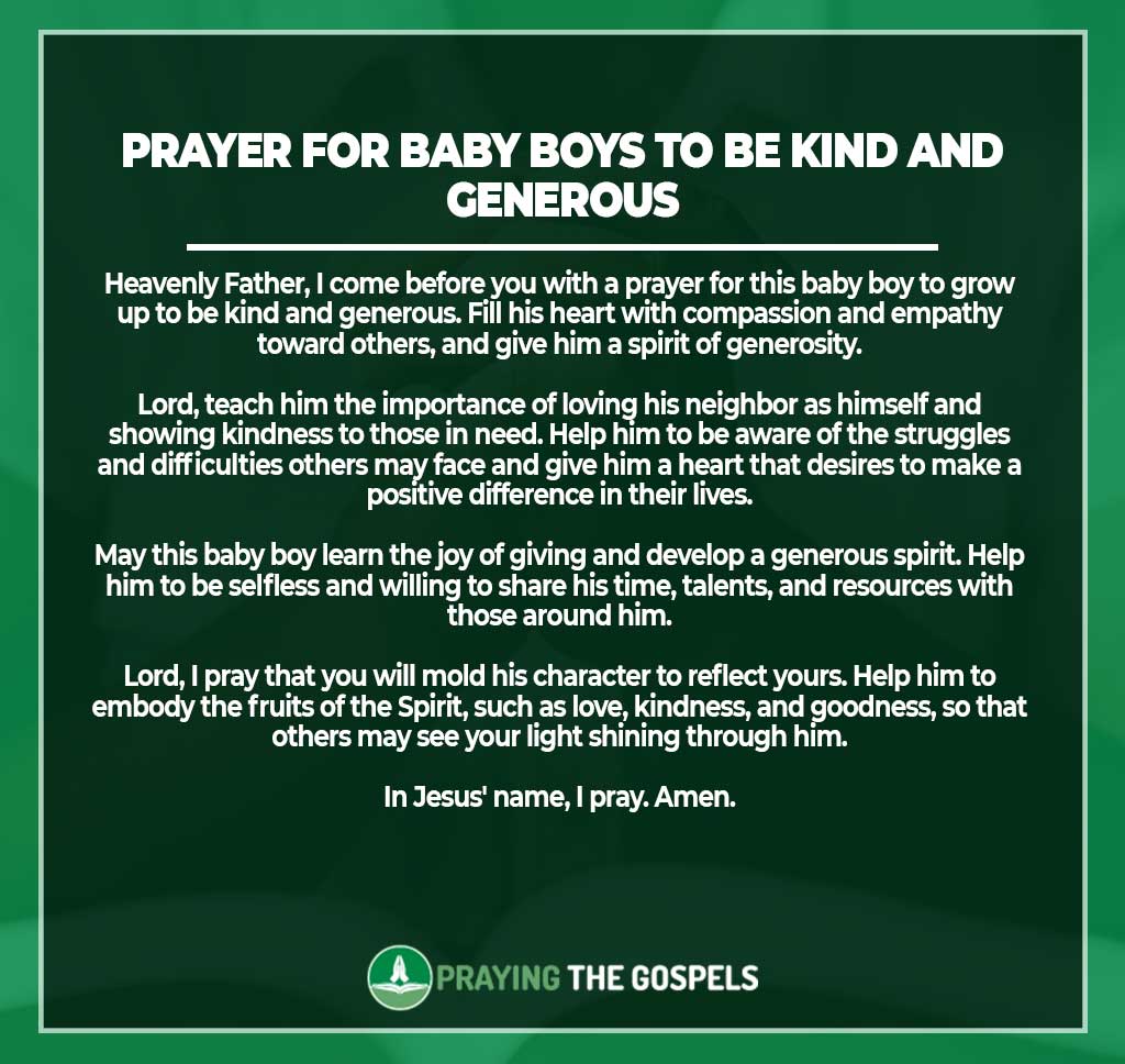 Prayer for Baby Boys to be Kind and Generous