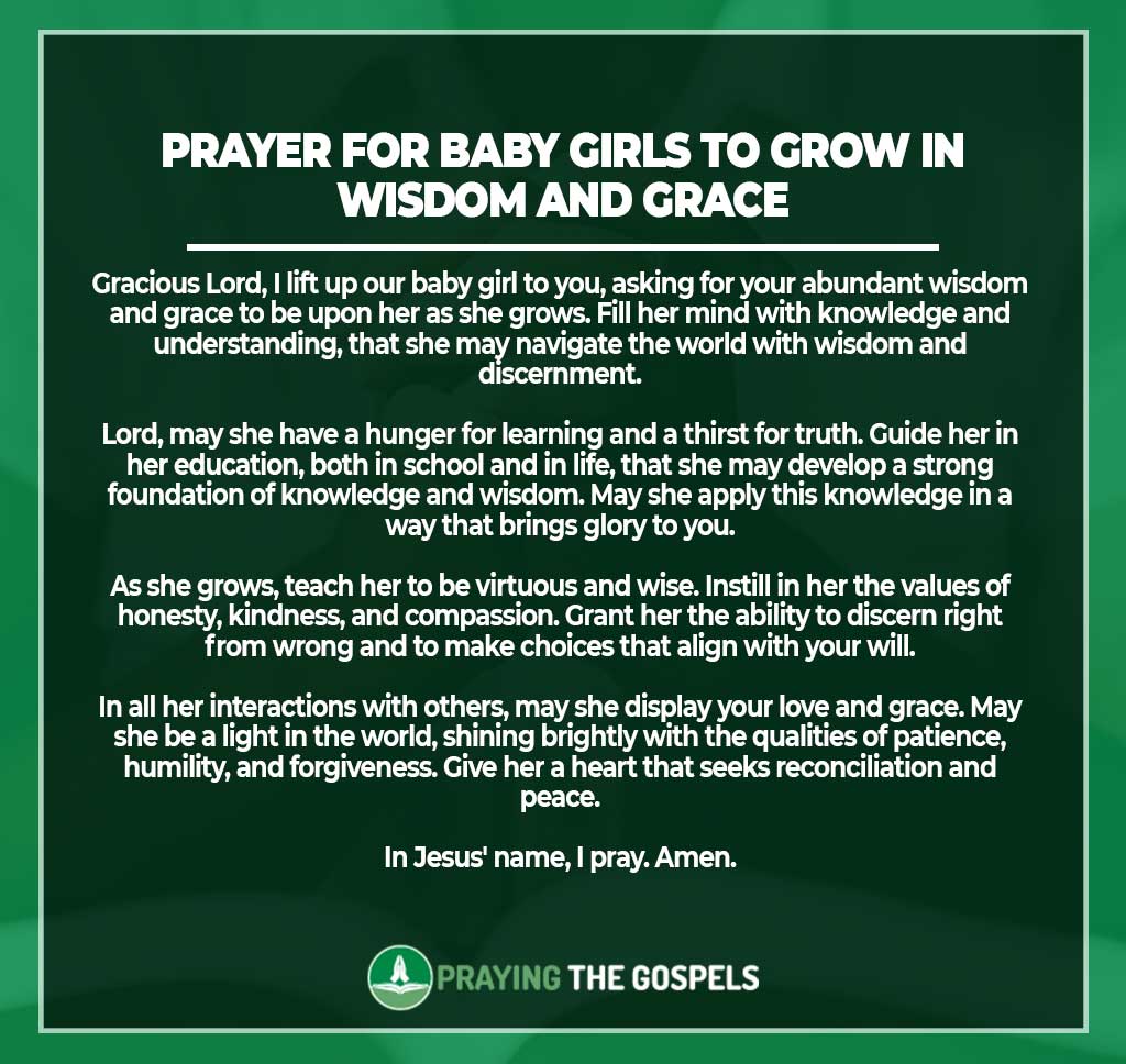 Prayer for Baby Girls to Grow in Wisdom and Grace