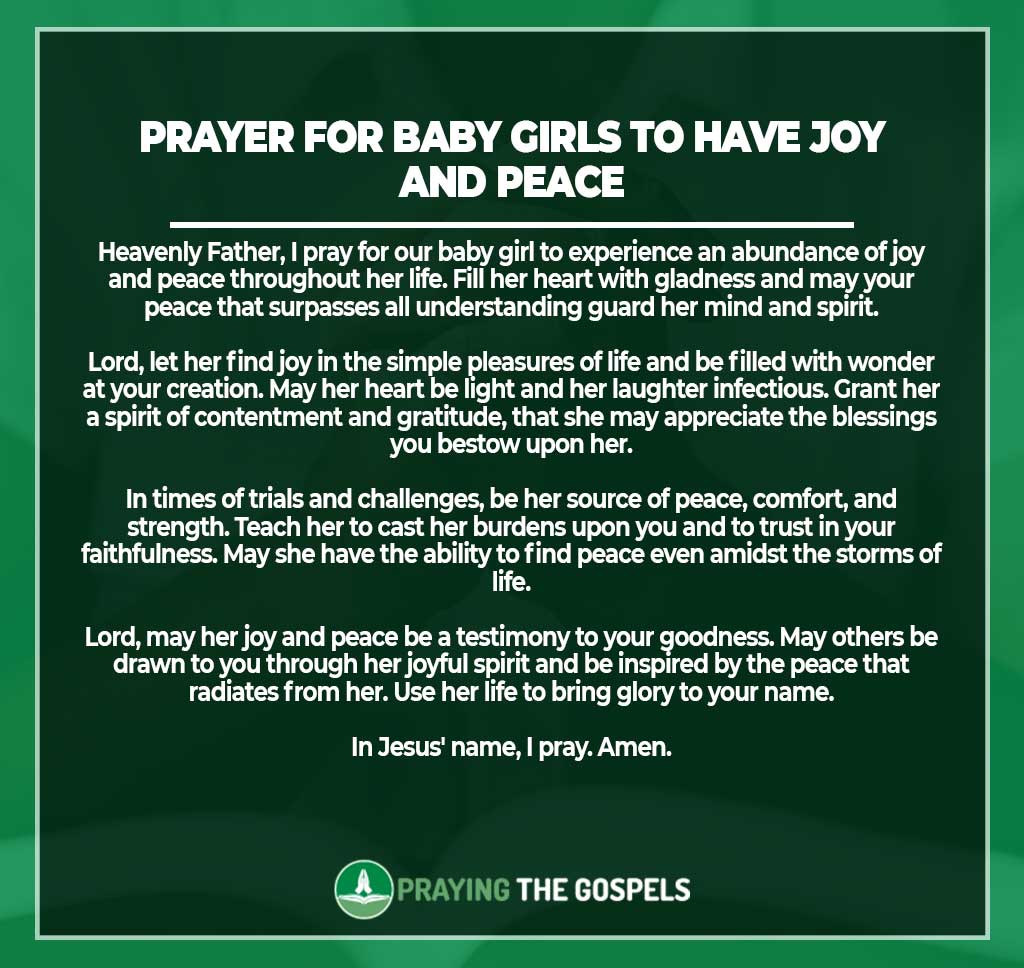 Prayer for Baby Girls to Have Joy and Peace
