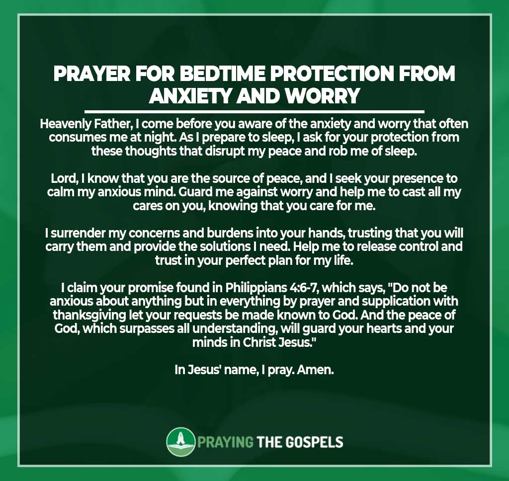 Prayer for Bedtime Protection from Anxiety and Worry