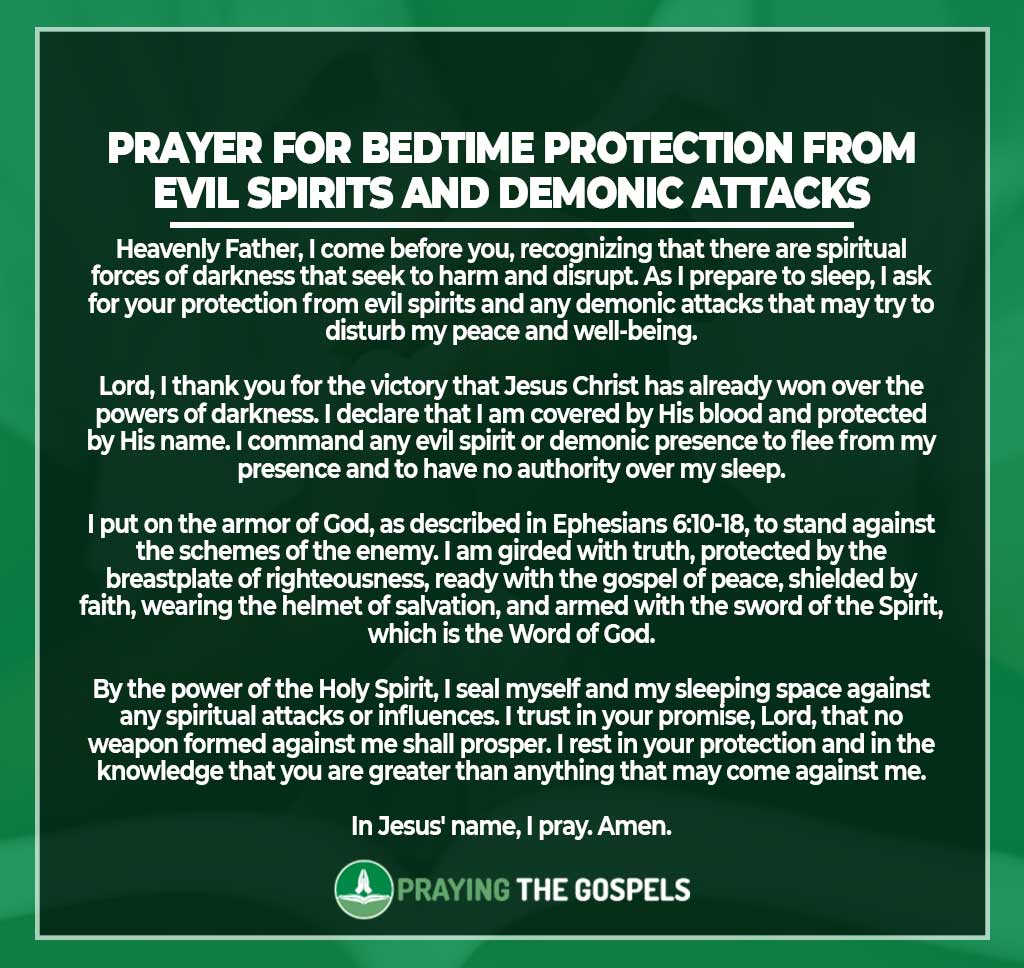 Prayer for Bedtime Protection from Evil Spirits and Demonic Attacks