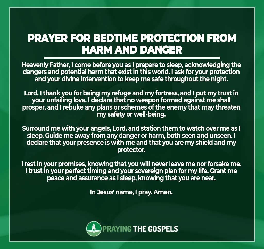 Prayer for Bedtime Protection from Harm and Danger