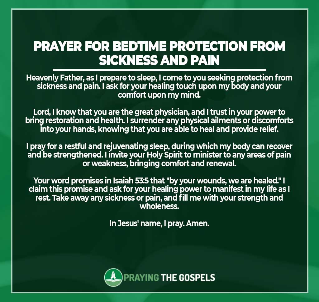 Prayer for Bedtime Protection from Sickness and Pain