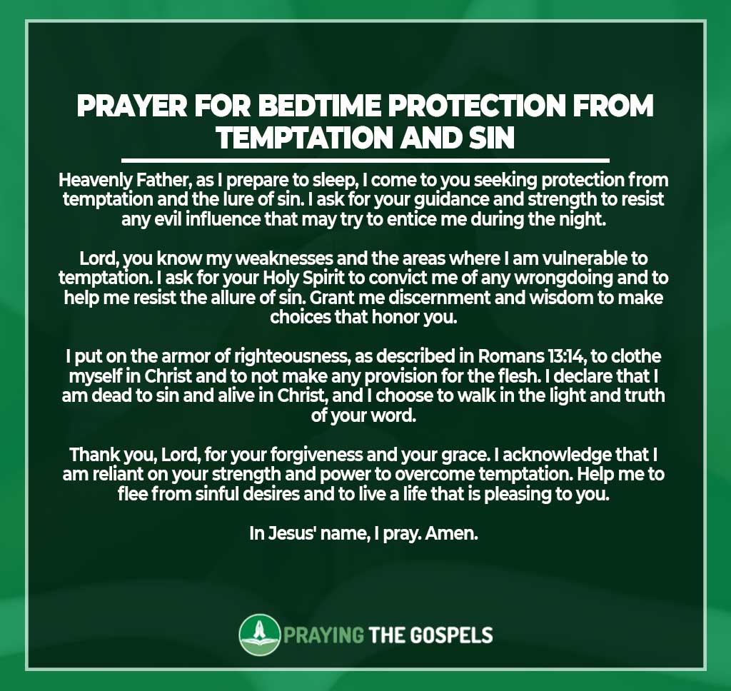Prayer for Bedtime Protection from Temptation and Sin