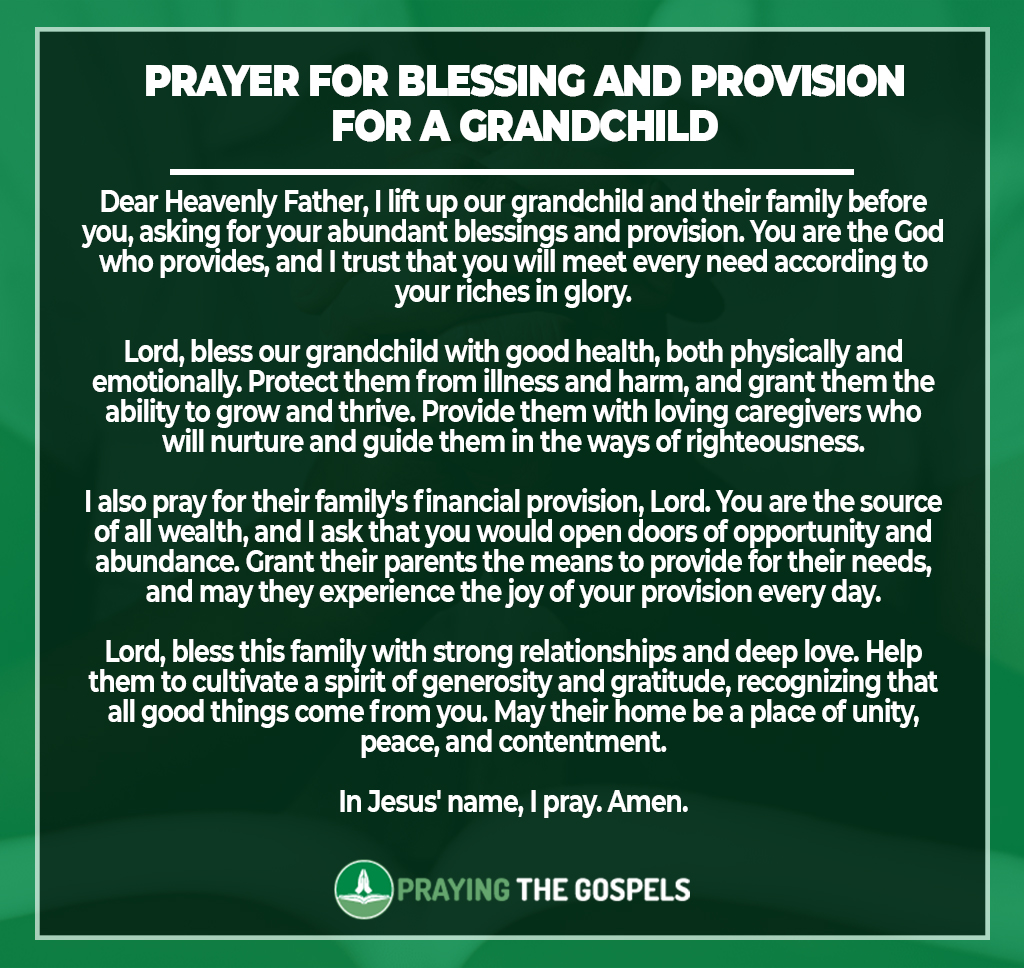 Prayer for Blessing and Provision for a Grandchild