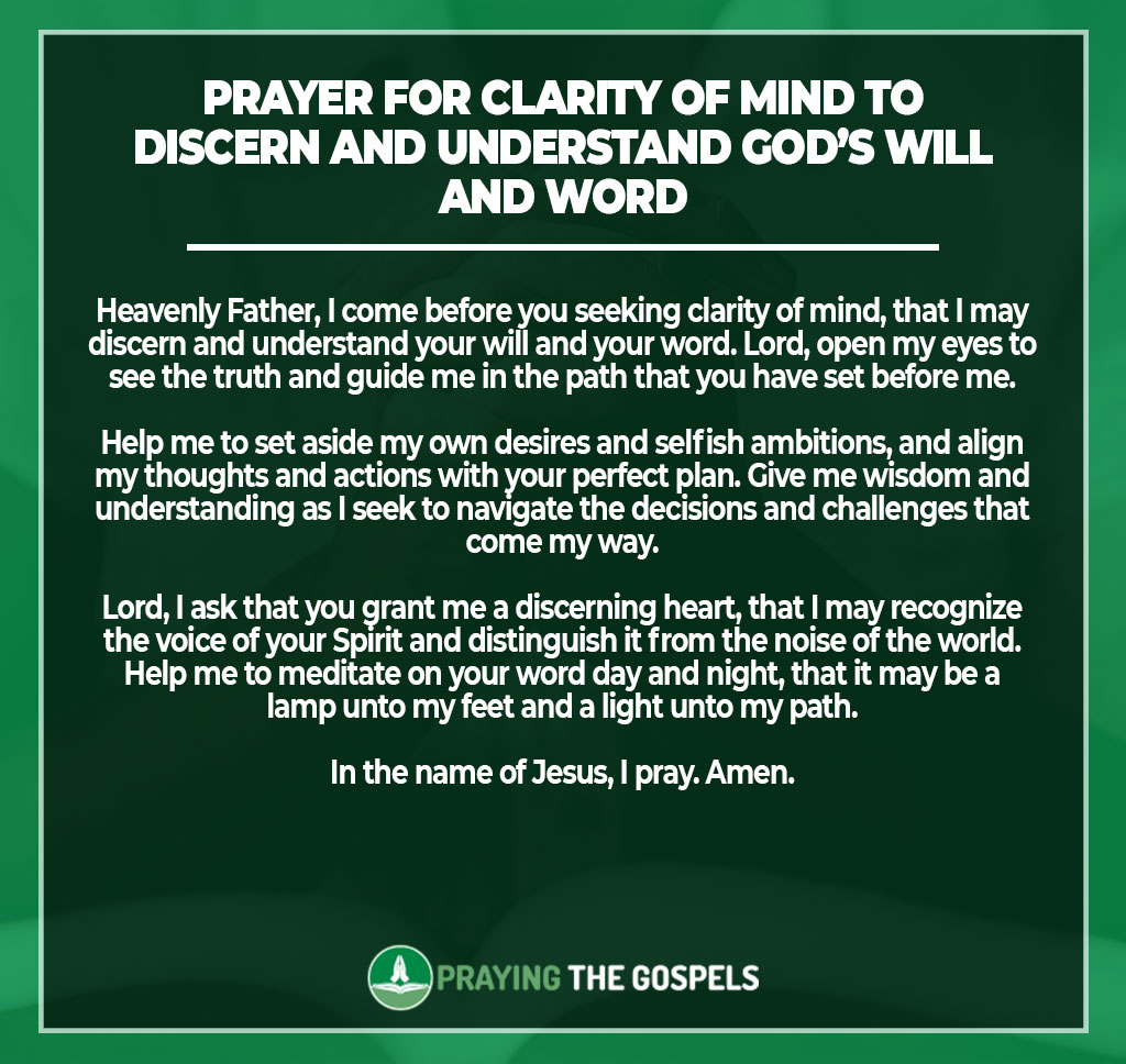 Prayer for Clarity of Mind to Discern and Understand God’s Will and Word