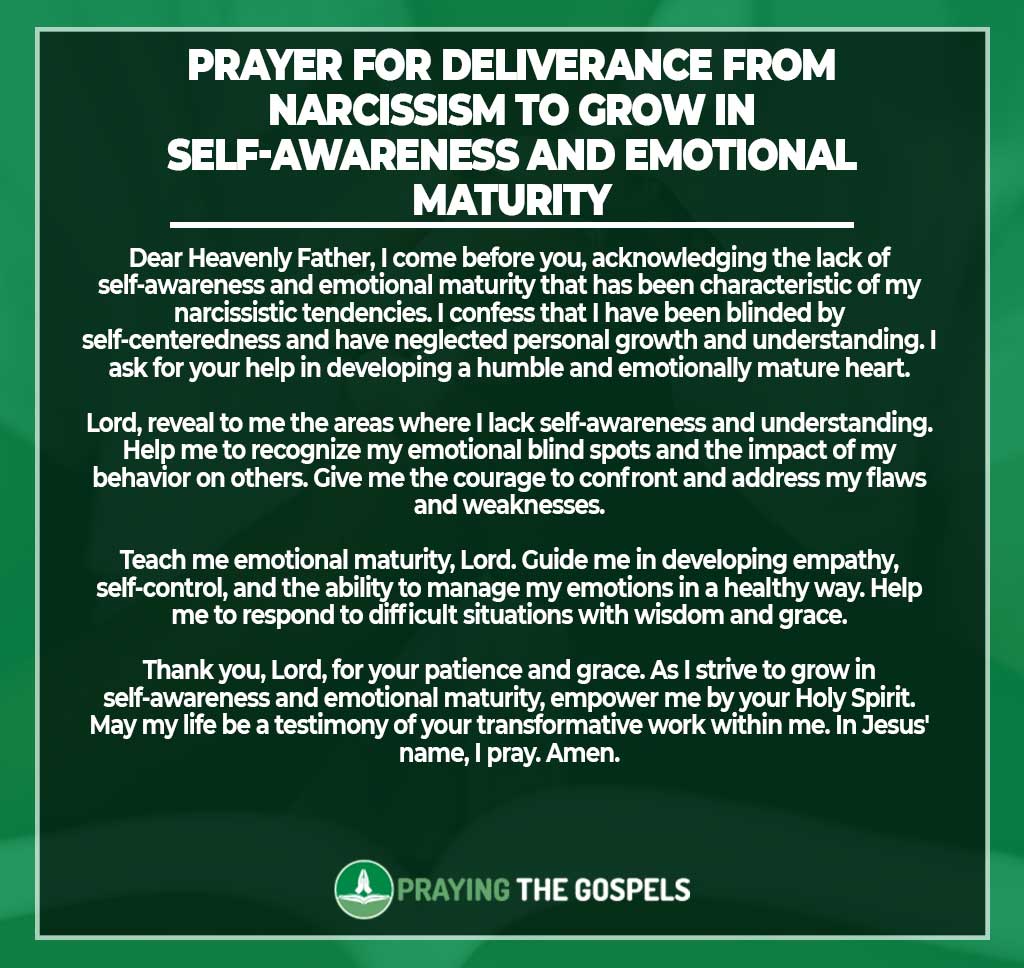 Prayer for Deliverance from Narcissism to Grow in Self-Awareness and Emotional Maturity