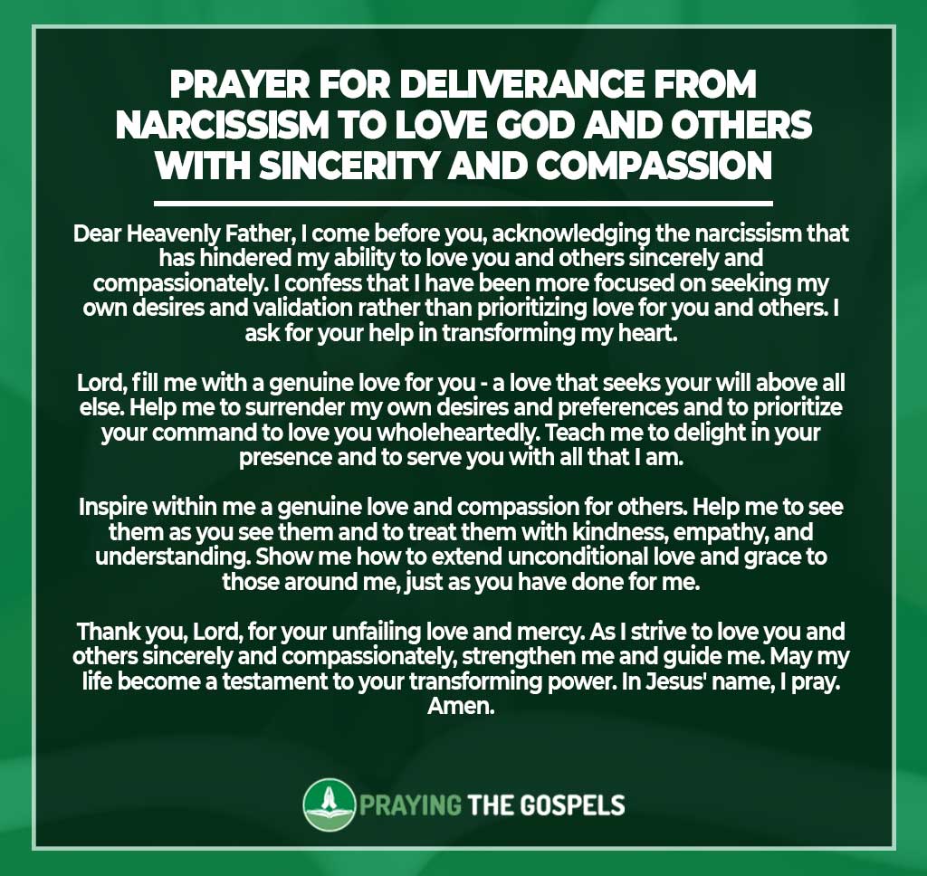 Prayer for Deliverance from Narcissism to Love God and Others with Sincerity and Compassion