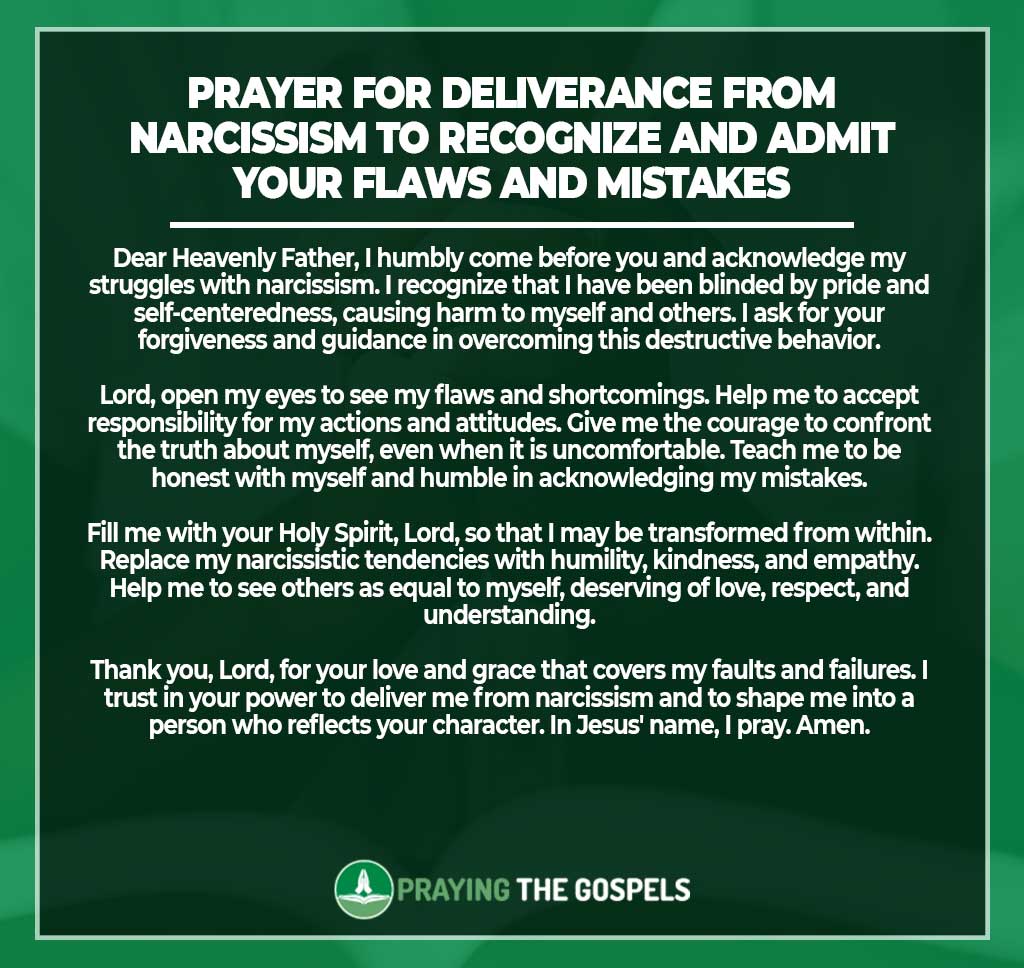 Prayer for Deliverance from Narcissism to Recognize and Admit Your Flaws and Mistakes