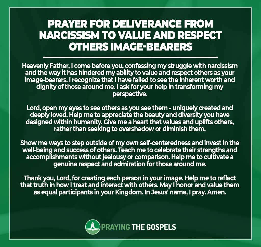 Prayer for Deliverance from Narcissism to Value and Respect Others Image-Bearers