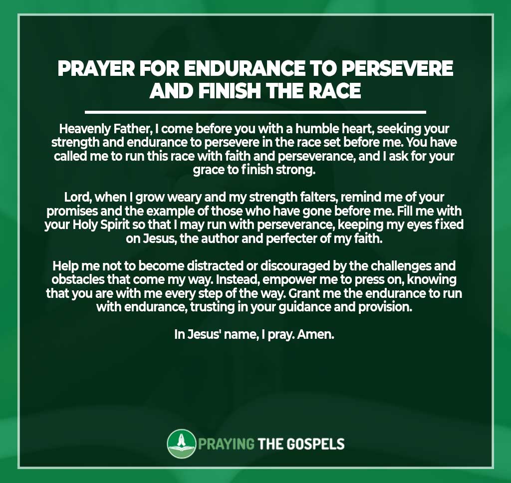 Prayer for Endurance to Persevere and Finish the Race