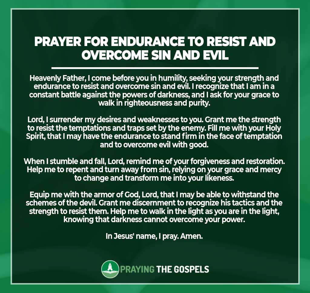 Prayer for Endurance to Resist and Overcome Sin and Evil
