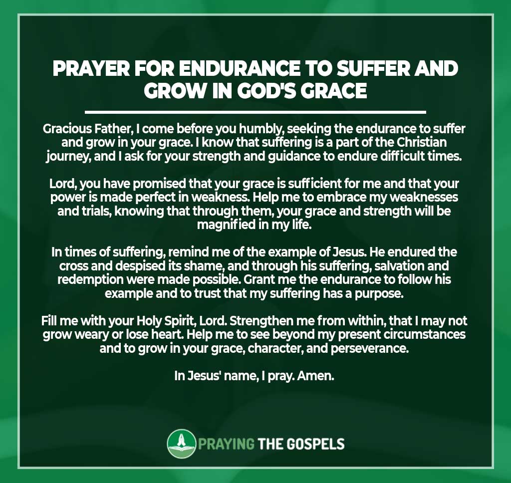 Prayer for Endurance to Suffer and Grow in God's Grace