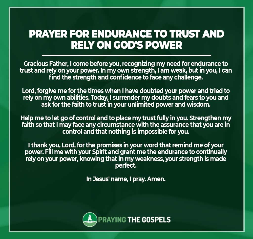 Prayer for Endurance to Trust and Rely on God's Power