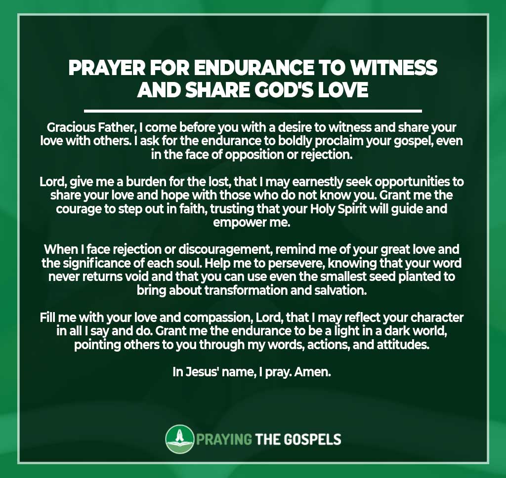 Prayer for Endurance to Witness and Share God's Love