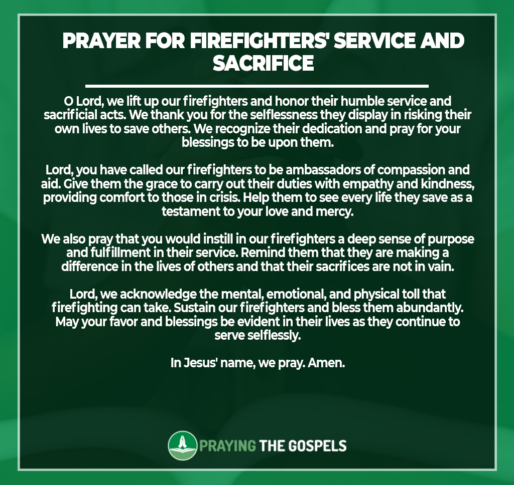 Prayer for Firefighters' Service and Sacrifice