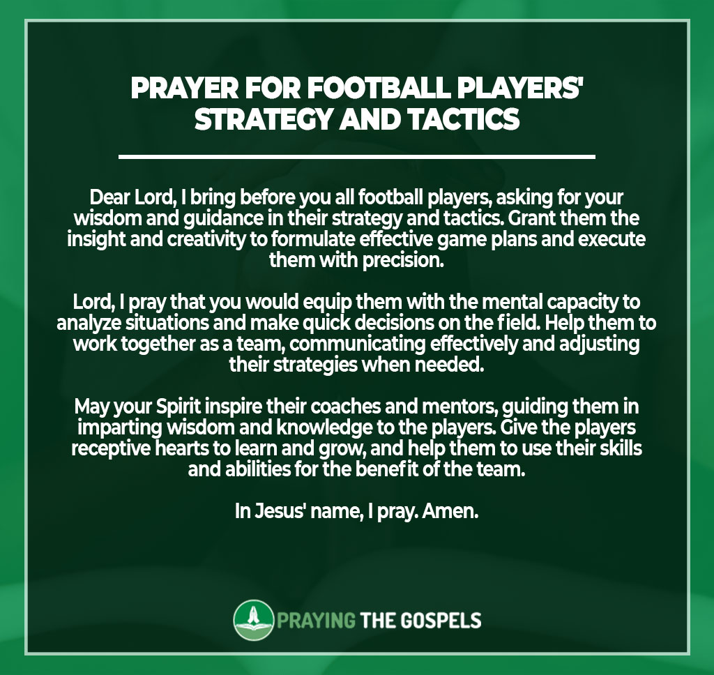 Prayer for Football Players' Strategy and Tactics