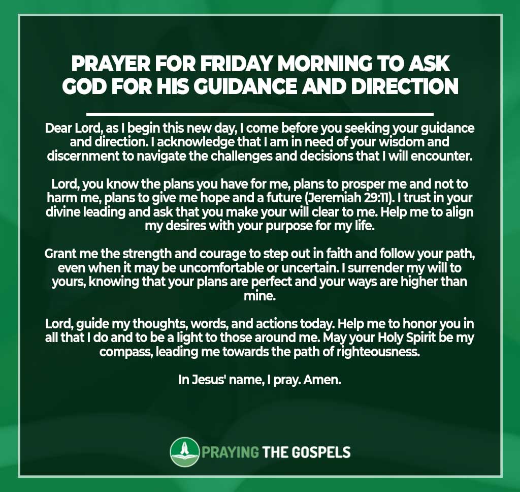 Prayer for Friday Morning to Ask God for His Guidance and Direction