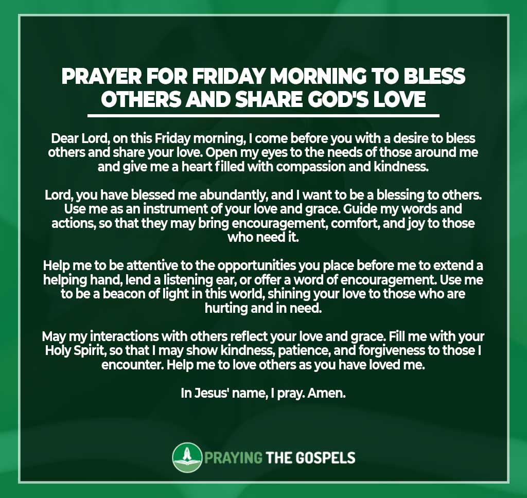 Prayer for Friday Morning to Bless Others and Share God's Love