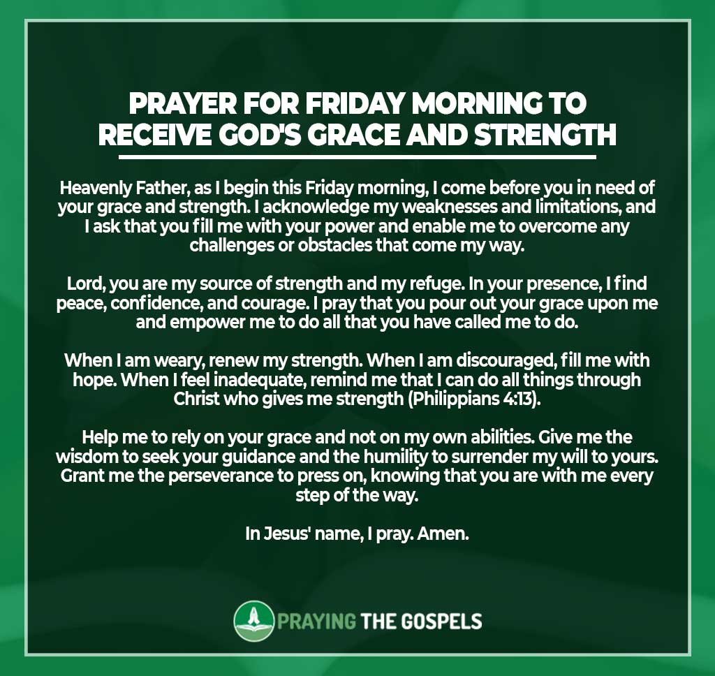 Prayer for Friday Morning to Receive God's Grace and Strength