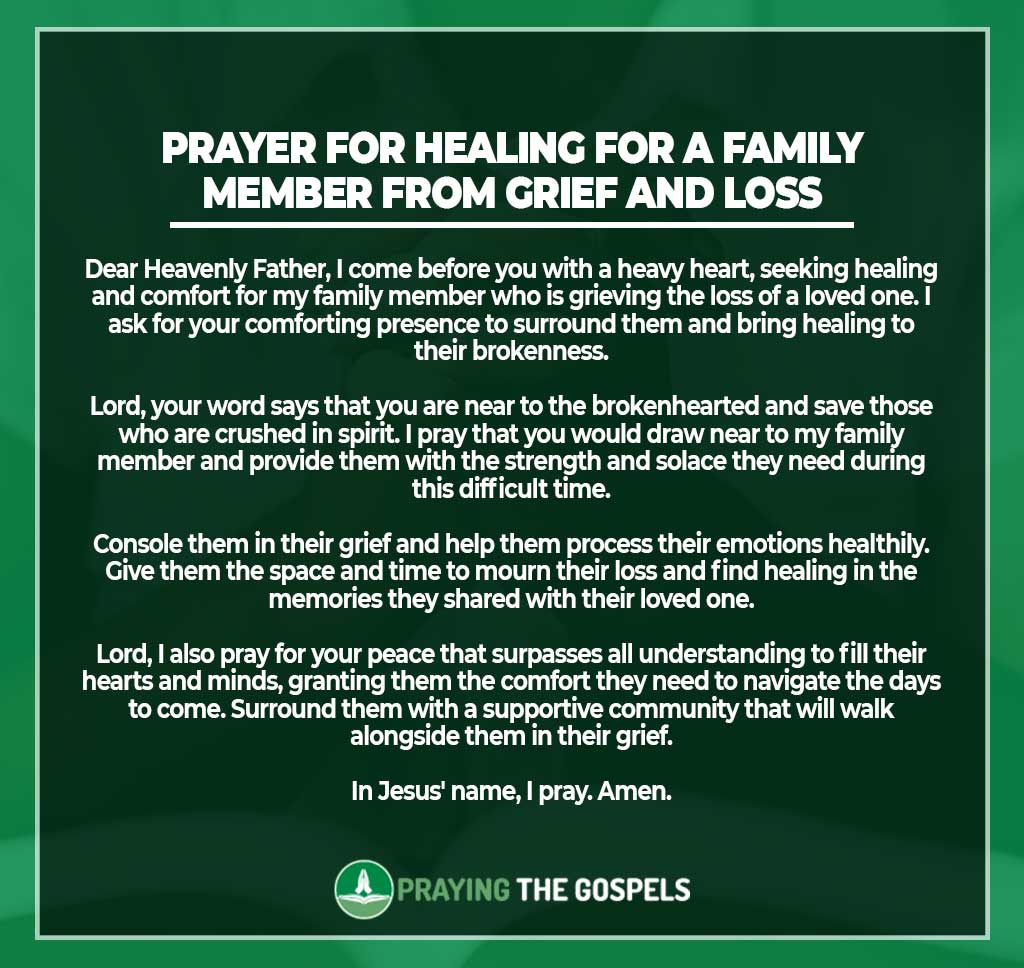Prayer for Healing for a Family Member from Grief and Loss