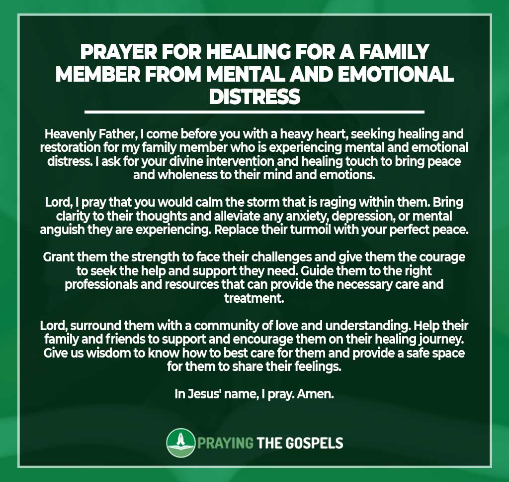 Prayer for Healing for a Family Member from Mental and Emotional Distress