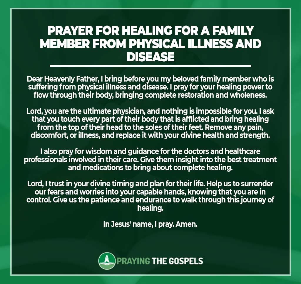 Prayer for Healing for a Family Member from Physical Illness and Disease