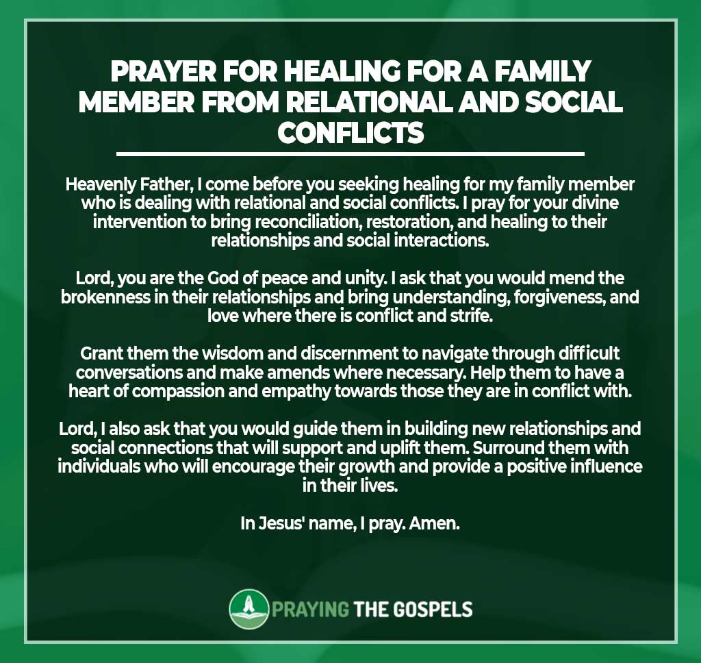 Prayer for Healing for a Family Member from Relational and Social Conflicts