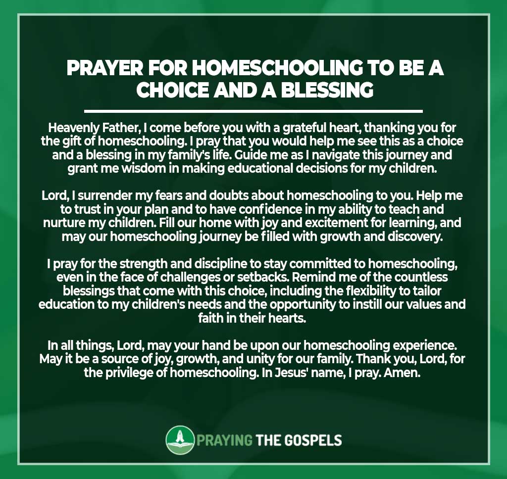 Prayer for Homeschooling to be a Choice and a Blessing