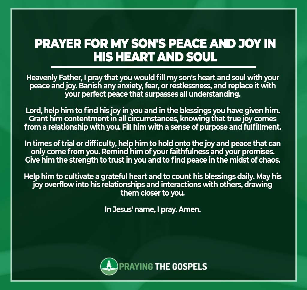 Prayer for My Son's Peace and Joy in His Heart and Soul