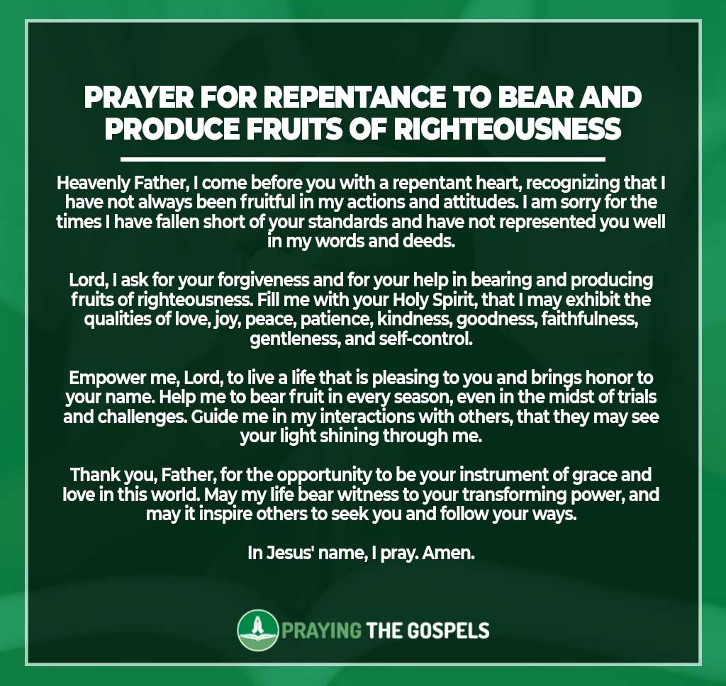 Prayer for Repentance to Bear and Produce Fruits of Righteousness