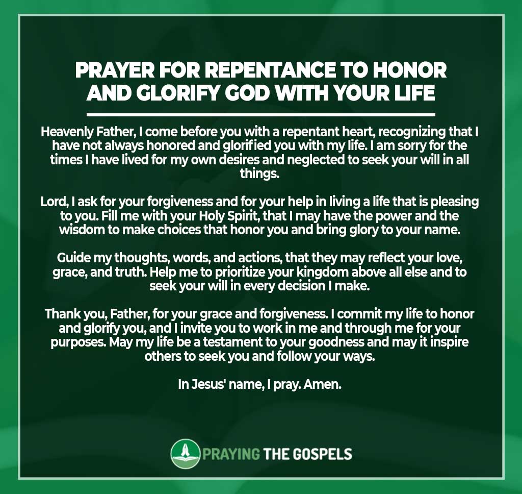 Prayer for Repentance to Honor and Glorify God with Your Life