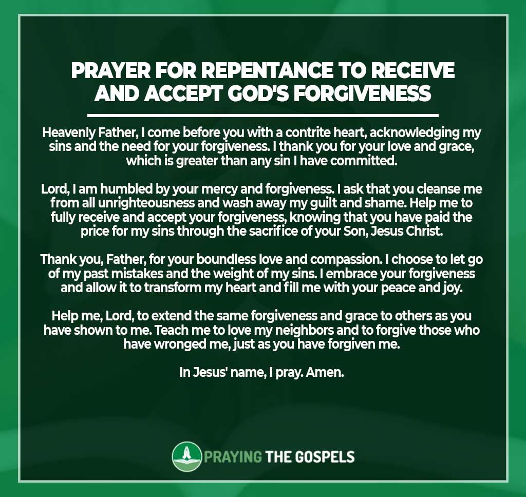 Prayer for Repentance to Receive and Accept God's Forgiveness