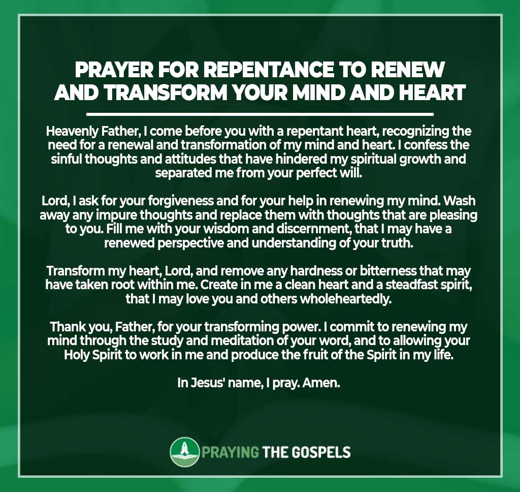 Prayer for Repentance to Renew and Transform Your Mind and Heart