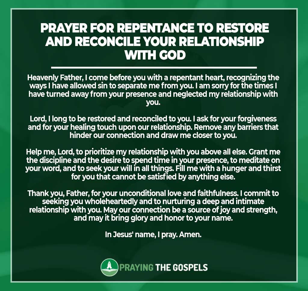 Prayer for Repentance to Restore and Reconcile Your Relationship with God