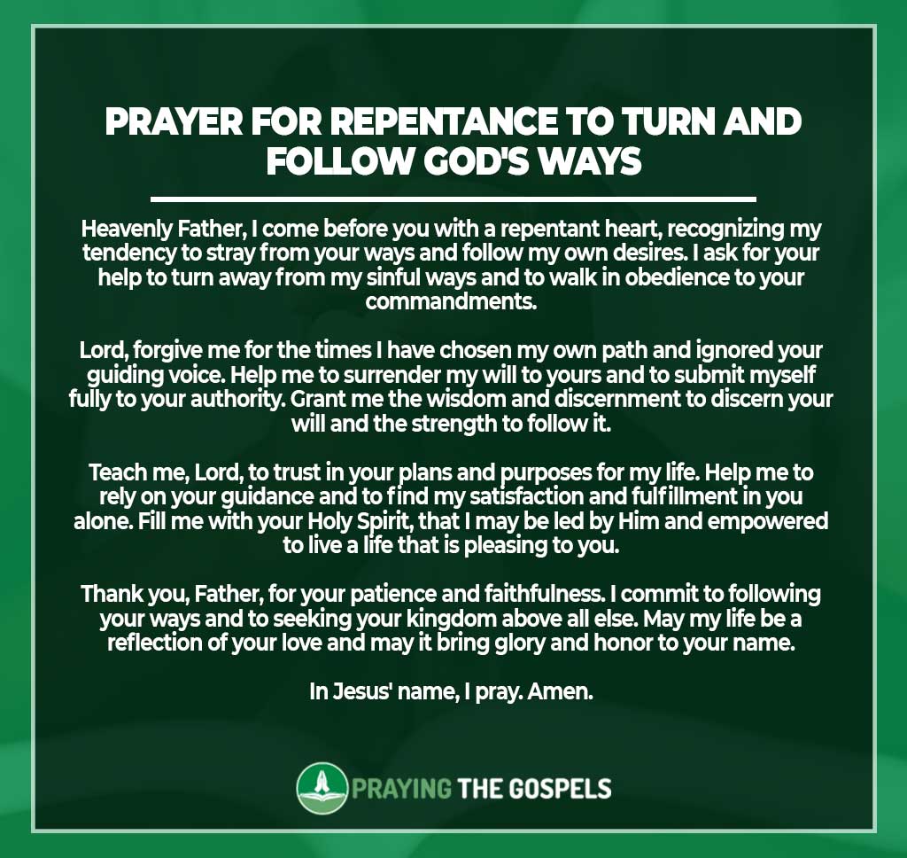 Prayer for Repentance to Turn and Follow God's Ways