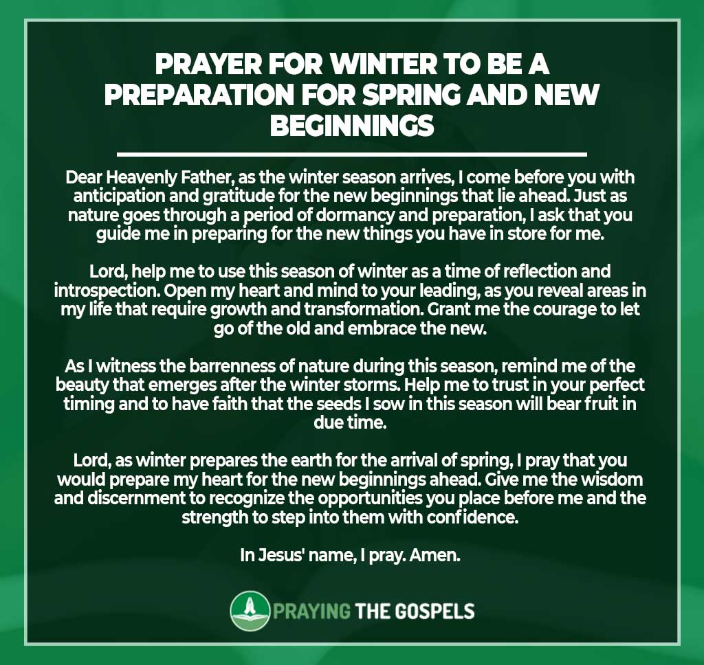 Prayer for Winter to be a Preparation for Spring and New Beginnings