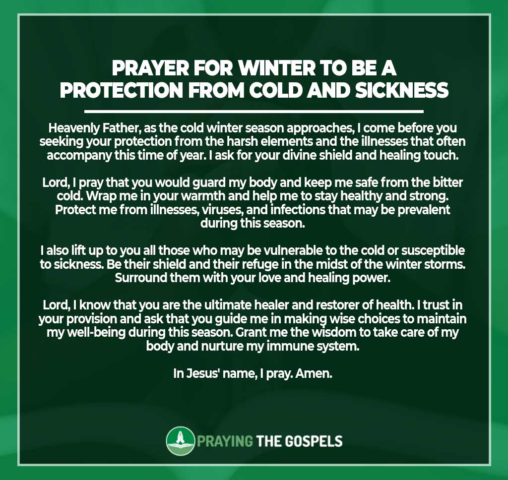 Prayer for Winter to be a Protection from Cold and Sickness