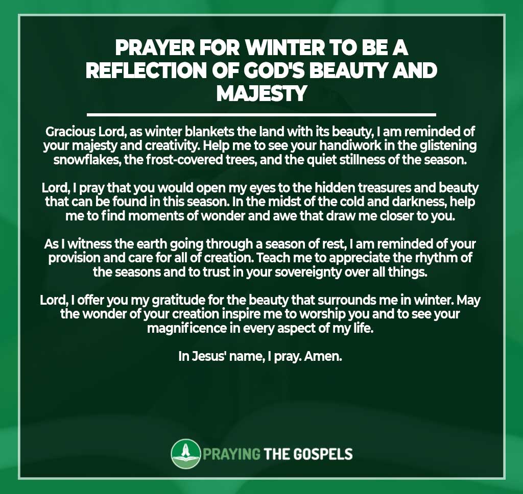 Prayer for Winter to be a Reflection of God's Beauty and Majesty