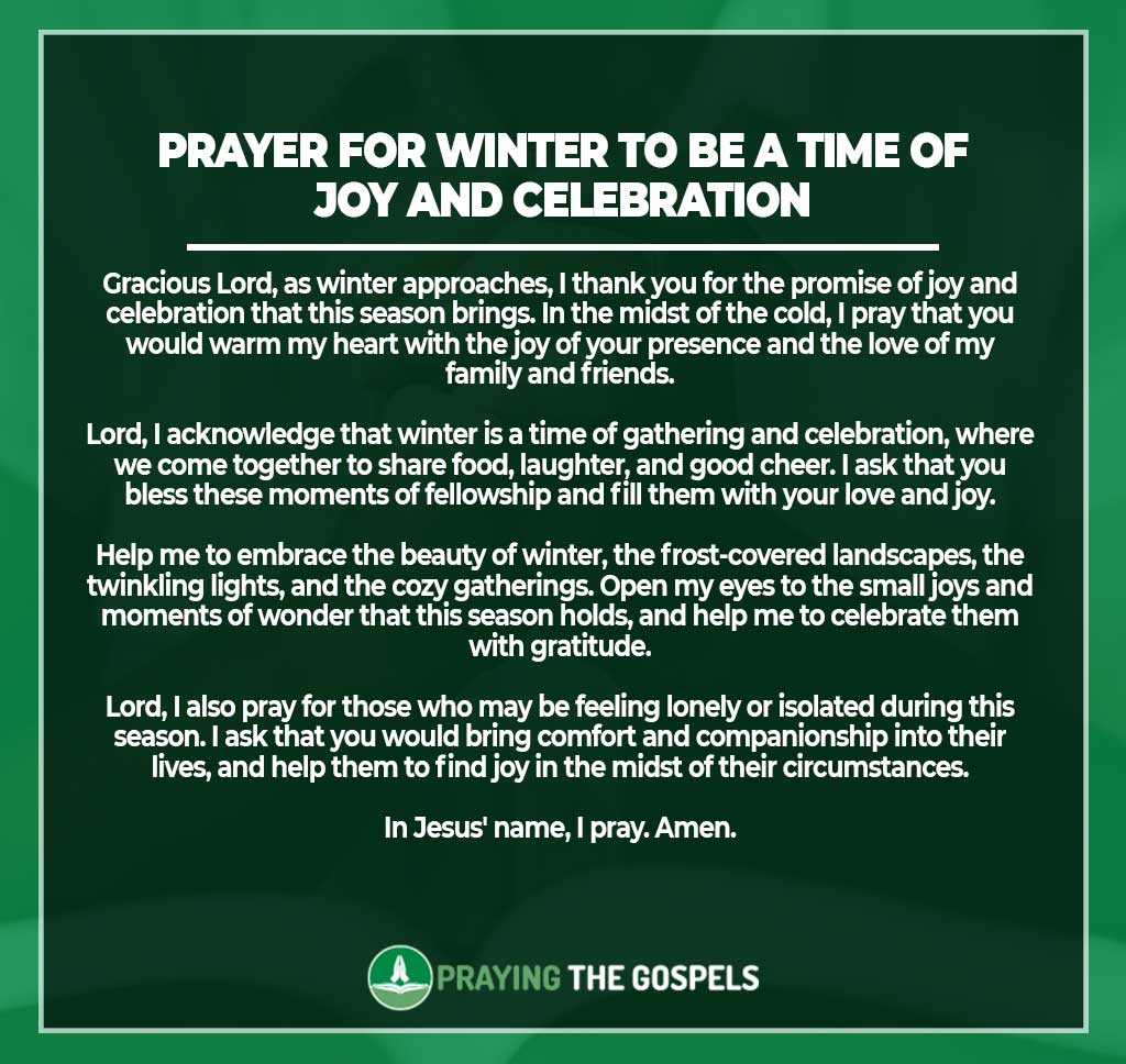 Prayer for Winter to be a Time of Joy and Celebration