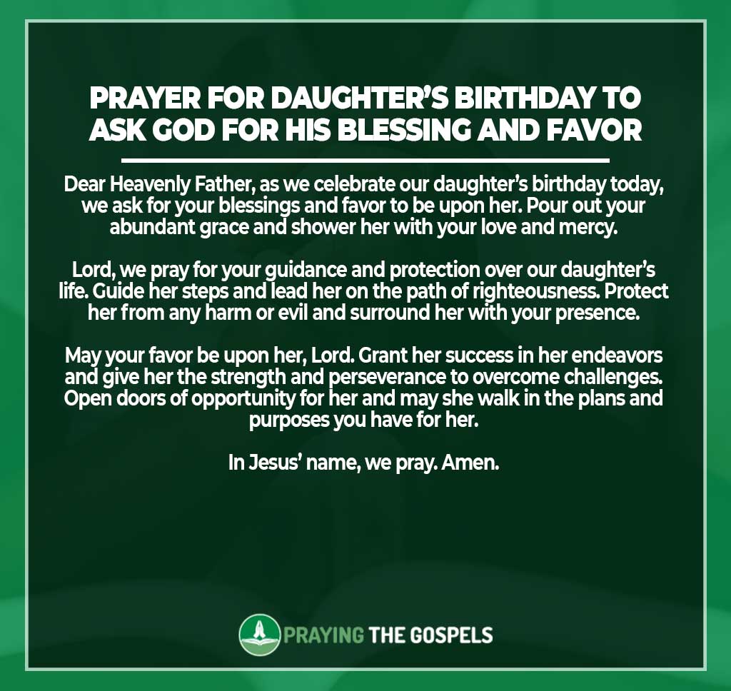 Prayer for daughter’s birthday to ask God for His blessing and favor
