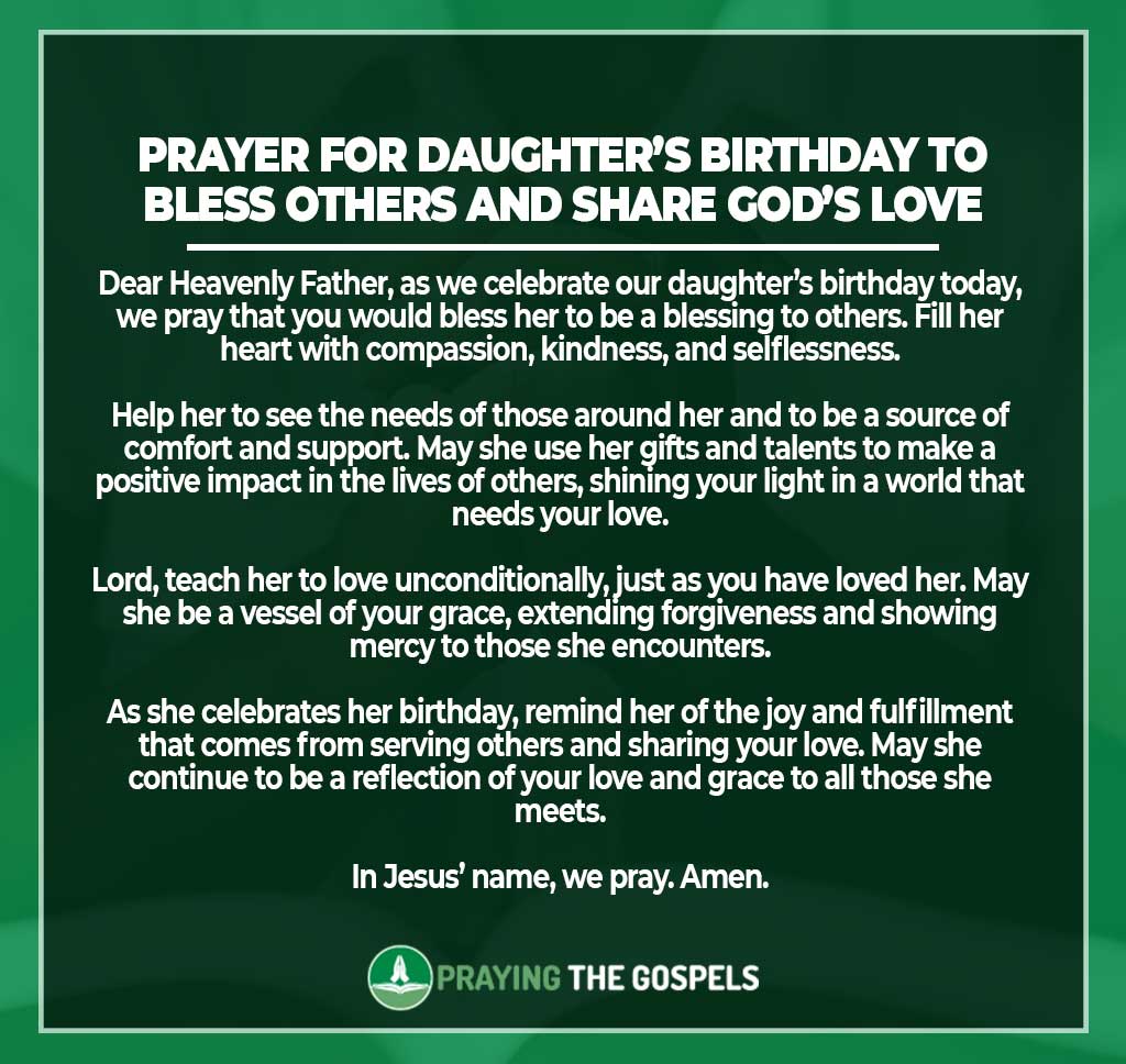 Prayer for daughter’s birthday to bless others and share God’s love