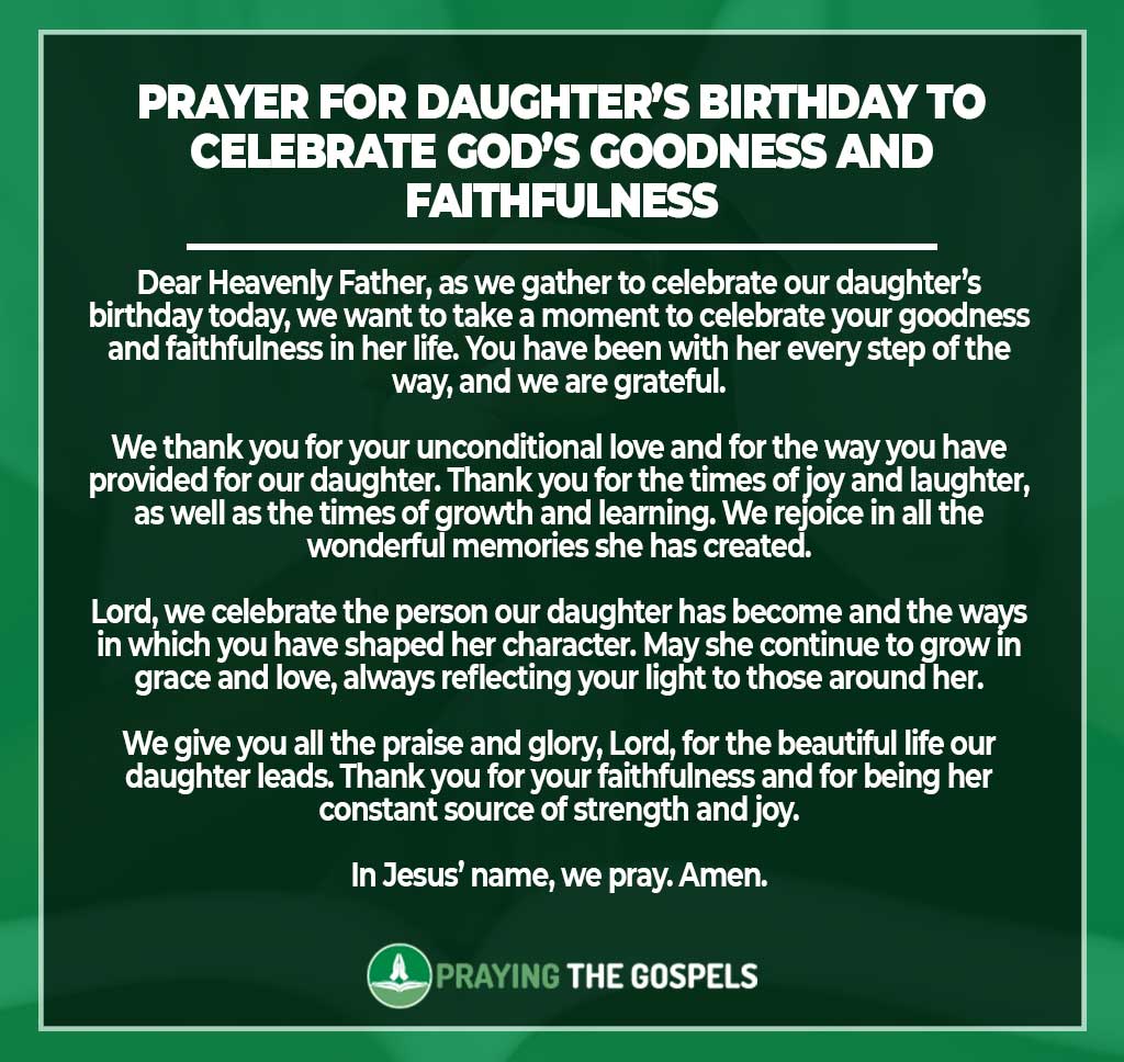 Prayer for daughter’s birthday to celebrate God’s goodness and faithfulness