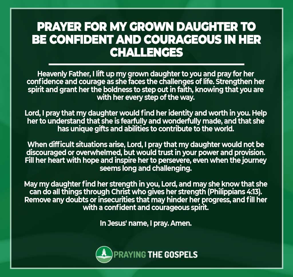 Prayer for my grown daughter to be confident and courageous in her challenges