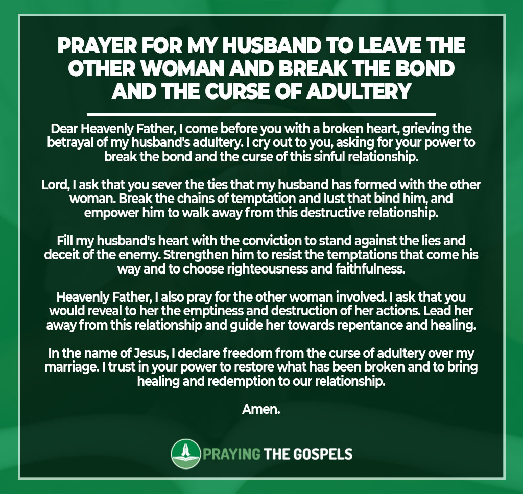 Prayer for my husband to leave the other woman