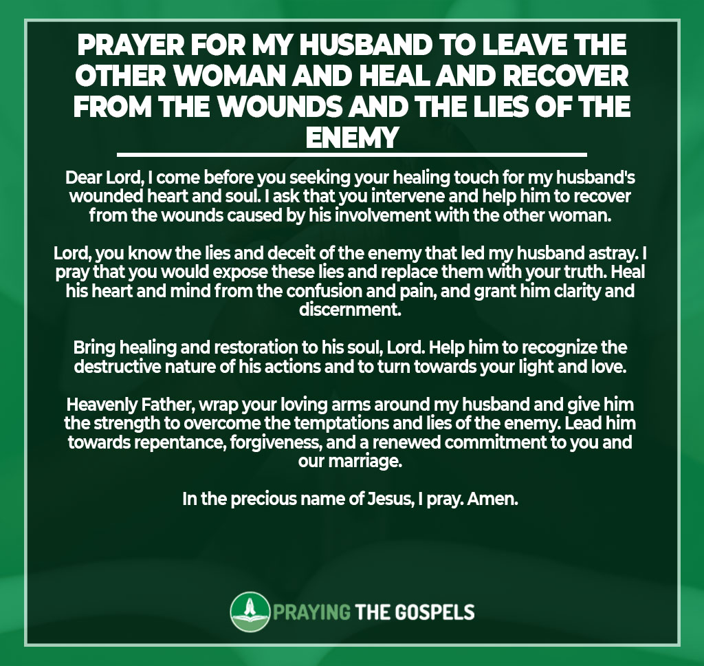 Prayer for my husband to leave the other woman