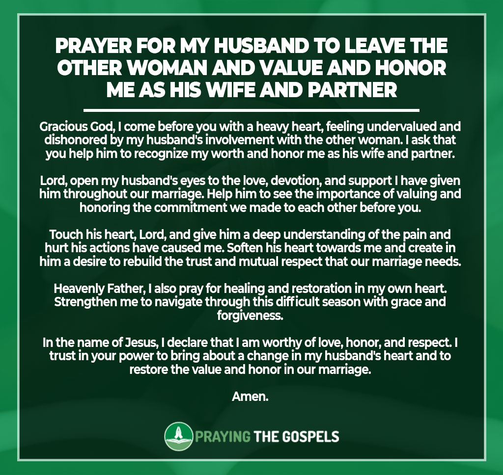 Prayers for My Husband To Leave The Other Woman
