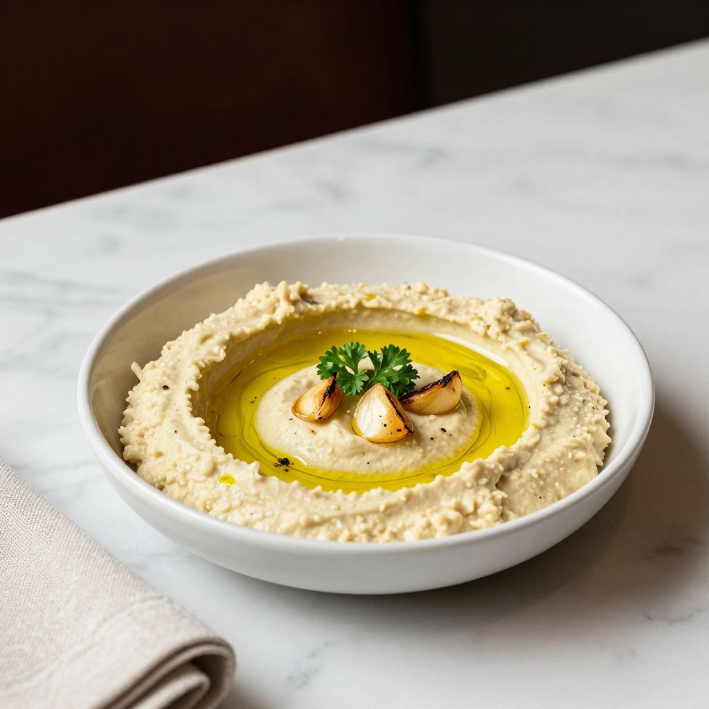Garlic Hummus Finished Dish